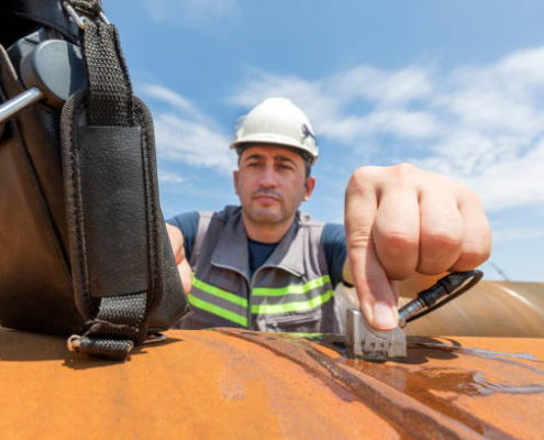 Professianal is inspection to pipe welds with ultrasonic testing. It is a family of non-destructive testing techniques based on the propagation of ultrasonic waves in the object or material tested.