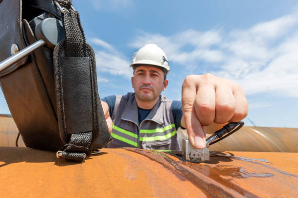 Professianal is inspection to pipe welds with ultrasonic testing. It is a family of non-destructive testing techniques based on the propagation of ultrasonic waves in the object or material tested.